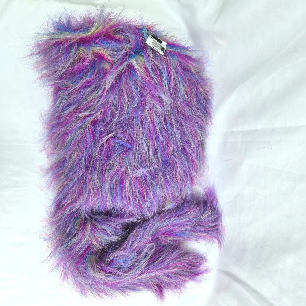 Vintage Hot Topic Big Rainbow Monster Shaggy Faux Fur Rave Hat NEW Mall Goth Y2K